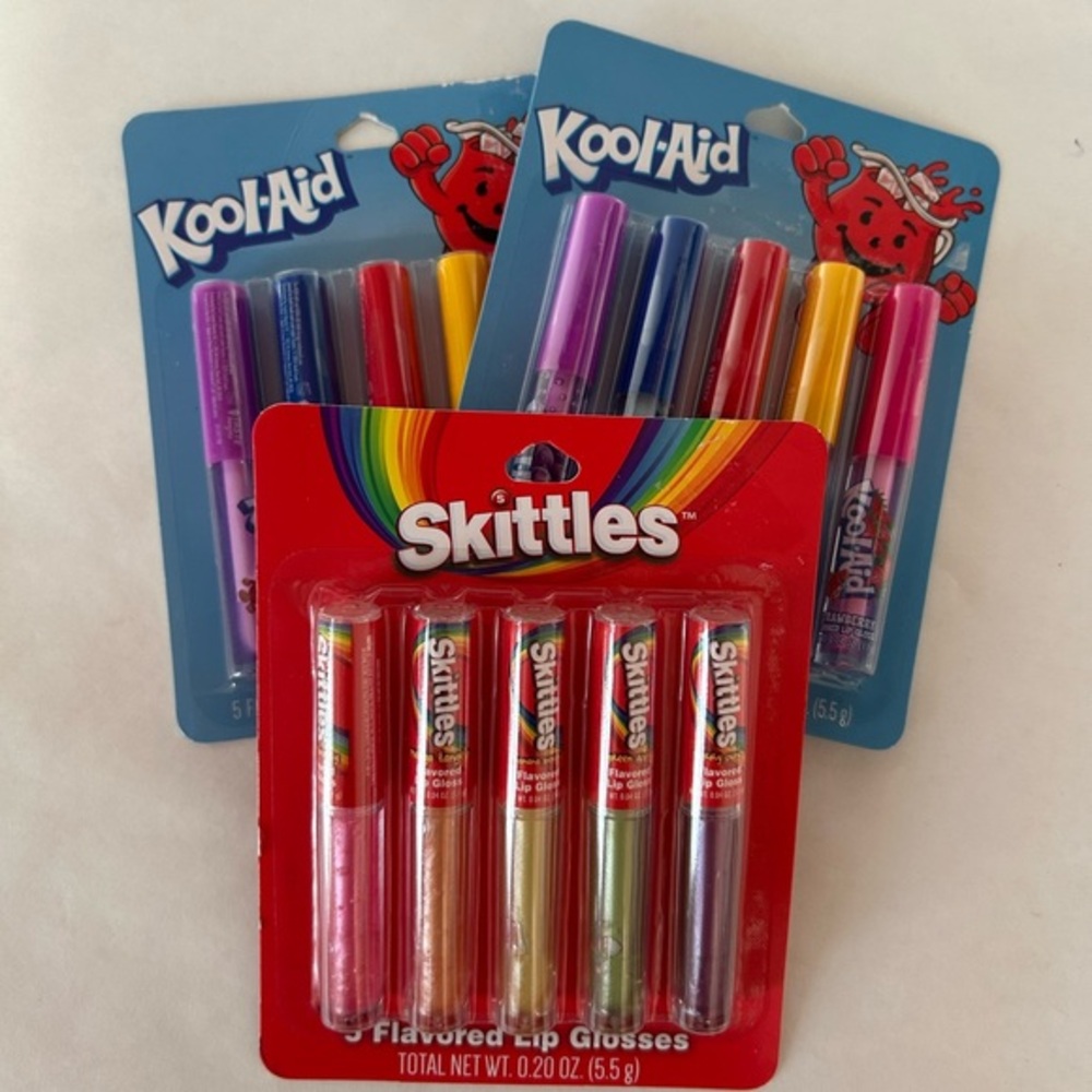 NIB Skittles and Kool-Aid Lip Gloss Sets - Multicolor RARE HTF